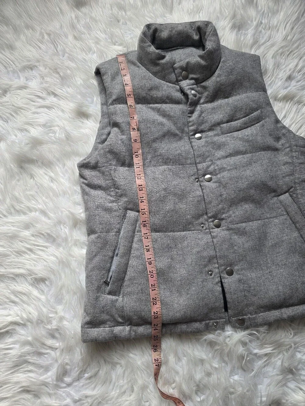 Suitsupply Wool Heather Gray Quilted Puffer Vest